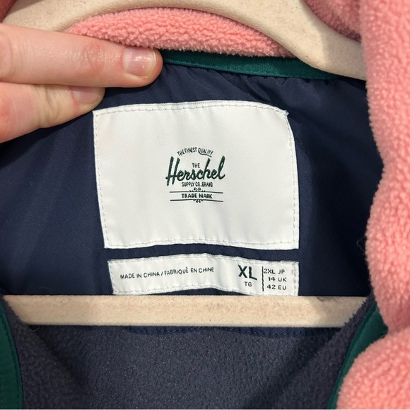 Herschel Supply Co. Mint Green Pullover Quarter Button Fleece Sweatshirt XL - Picture 5 of 10